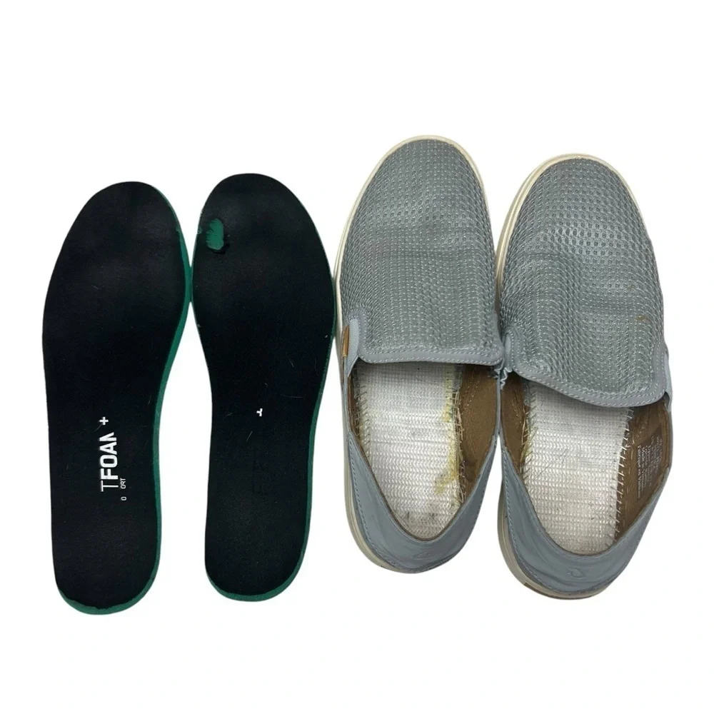 OluKai Pehuea Women’s Gray Blue SIZE 7.5 Mesh Slip On Convertible Sneakers Shoes
